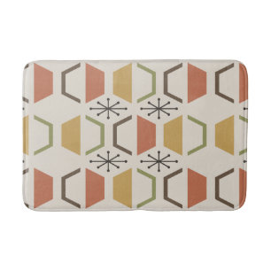 Mid Century Modern Hexagons Multicolored Bath Mat