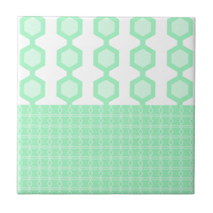 Mid Century Modern Hexagons Pastel Green Tile