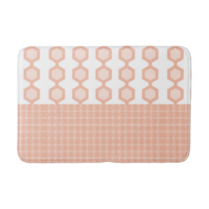 Mid Century Modern Hexagons Pastel Peach Bath Mat