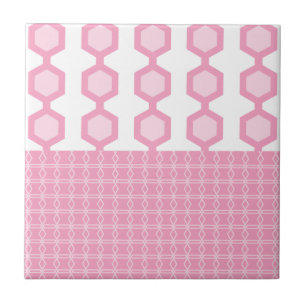 Mid Century Modern Hexagons Pastel Pink Tile