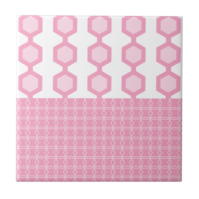 Mid Century Modern Hexagons Pastel Pink Tile (Front)