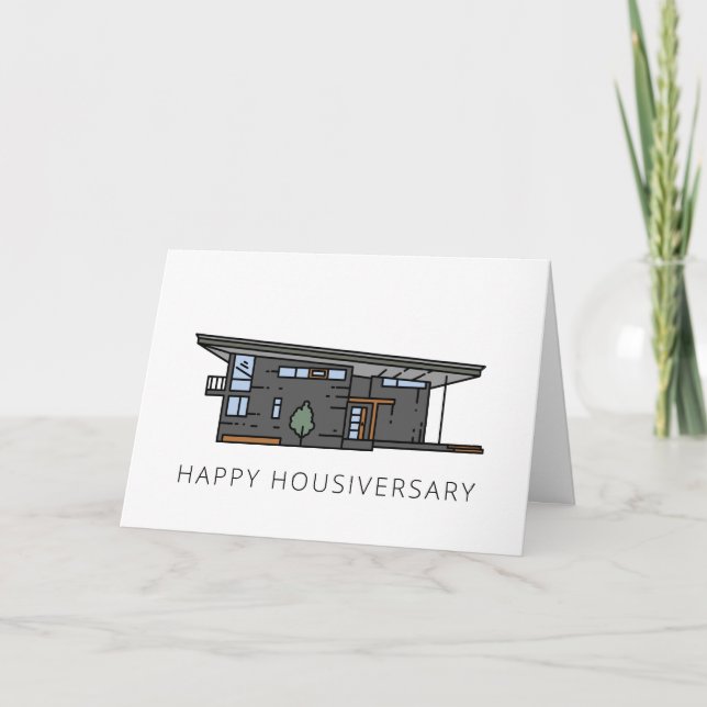 Mid Century Modern Home Happy Housiversary Client Card (Front)