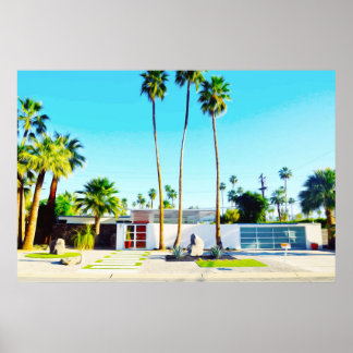 Mid-Century Modern Home Photo Illustration Poster