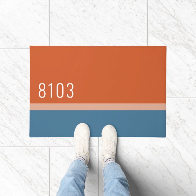 Mid Century Modern House Home Address Doormat (Indoor)