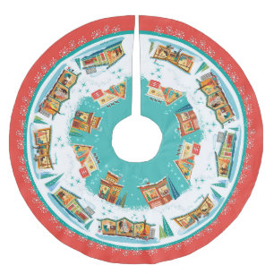 Mid-Century Modern Houses Brushed Polyester Tree Skirt