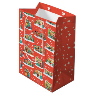 Mid-Century Modern Houses Christmas Gift Bag red