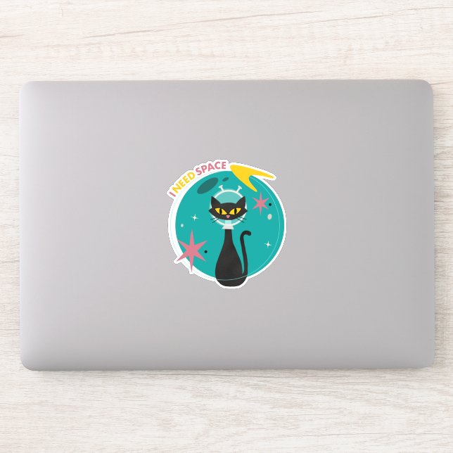Mid-Century Modern “I Need Space” Space Cat  (Computer)