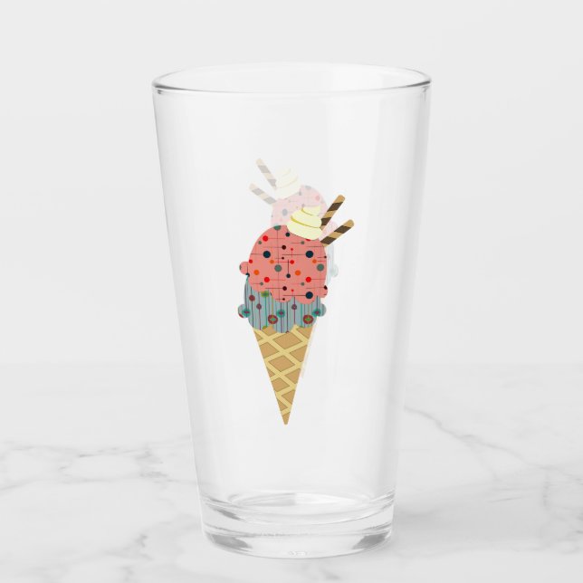 Mid Century Modern Ice Cream Cone Glass (Front)