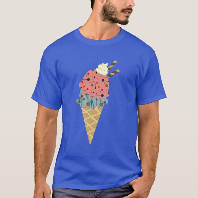 Mid Century Modern Ice Cream Cone T-Shirt (Front)