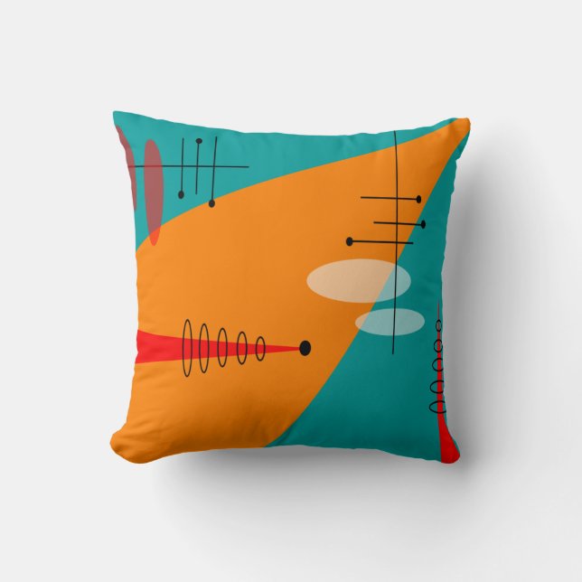 Mid-Century Modern Inspired Atomic #86 Throw Pillow (Front)