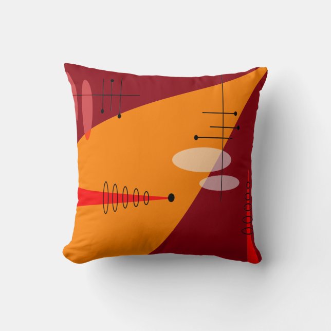 Mid-Century Modern Inspired Atomic #89 Throw Pillow (Front)