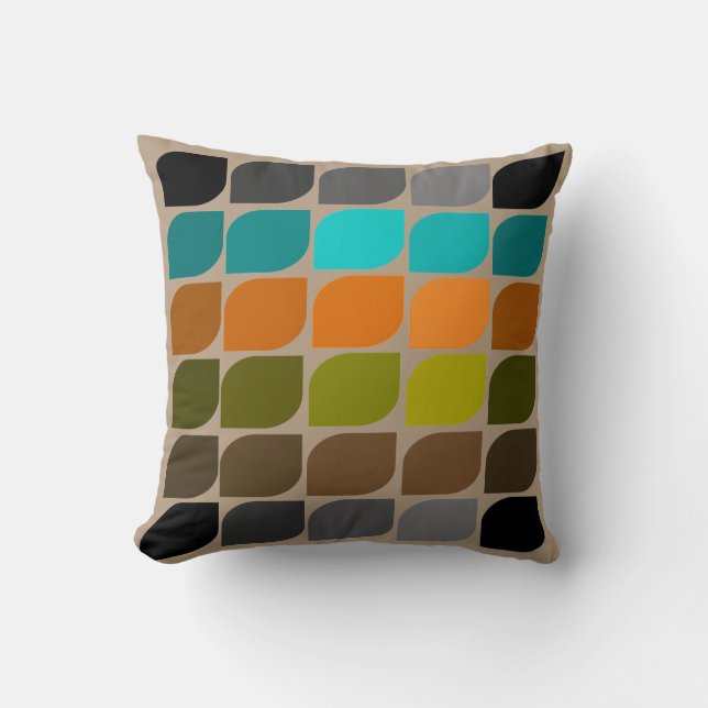 Mid-Century Modern Inspired Brown Throw Pillow (Front)
