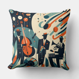 Mid Century Modern Jazz Age Trio Throw Pillow