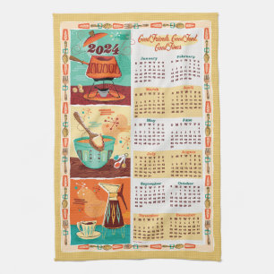 Mid-Century Modern Kitchen Calendar Towel