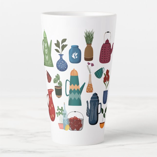 Mid-Century Modern Kitchen Charm Latte Mug (Front)