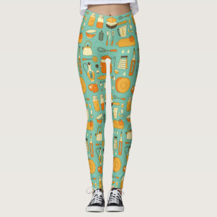 Mid-Century Modern Kitchen Utensils Cool Retro Leggings
