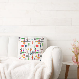 Mid-Century Modern Large Grid  Throw Pillow