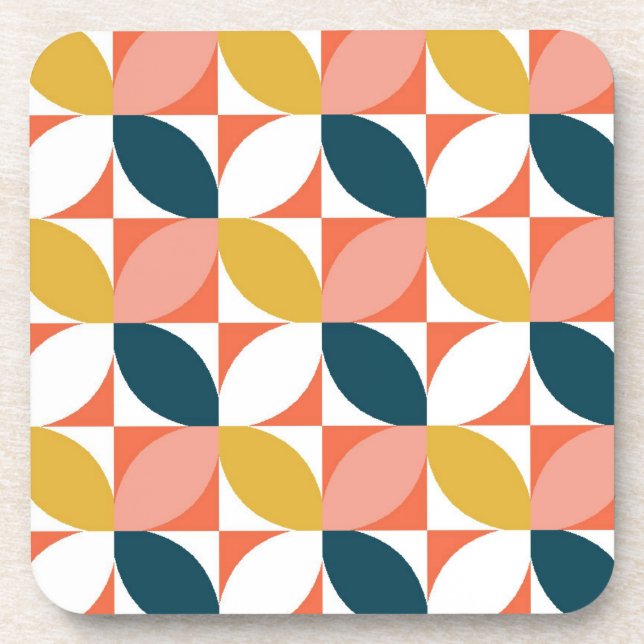 Mid-Century Modern Leaf Pattern Coaster (Front)