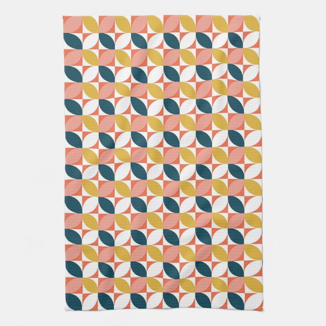Mid-Century Modern Leaf Pattern Kitchen Towel (Vertical)