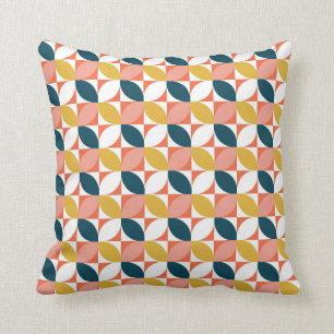 Mid-Century Modern Leaf Pattern Throw Pillow