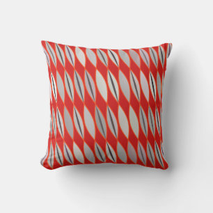 Mid Century Modern Leaves, Dark Red & Grey / Grey Outdoor Pillow