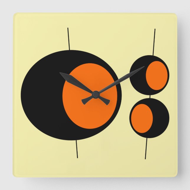 Mid-Century Modern LEMON STARBURST KITCHEN Clock (Front)