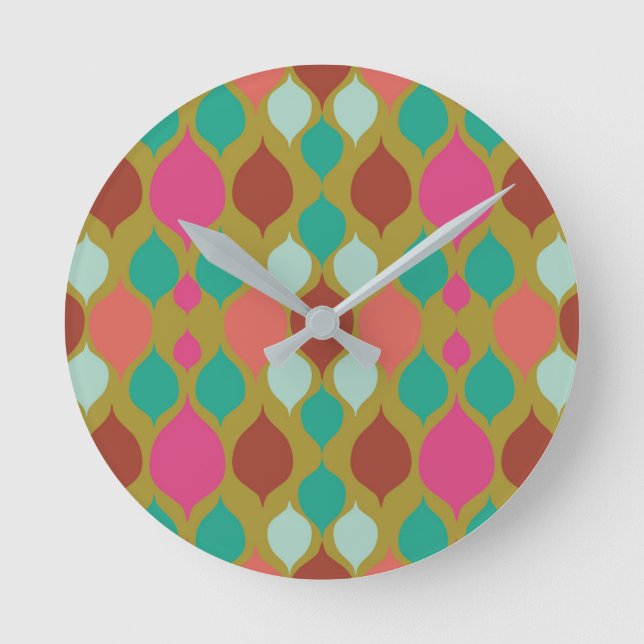 Mid Century Modern Lime Geometric  Round Clock (Front)