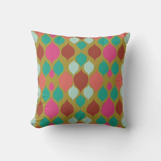 Mid Century Modern Lime Geometric  Throw Pillow (Front)