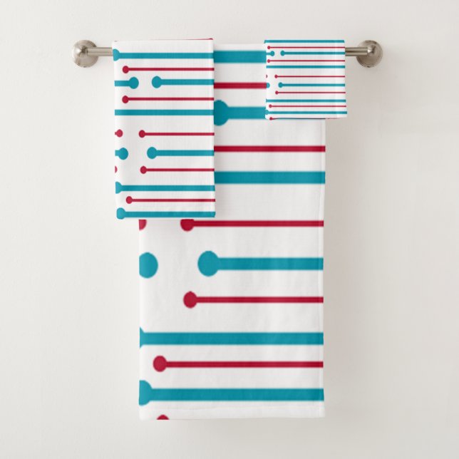 Mid-Century Modern Lines and Circles Bath Towel Set (Insitu)