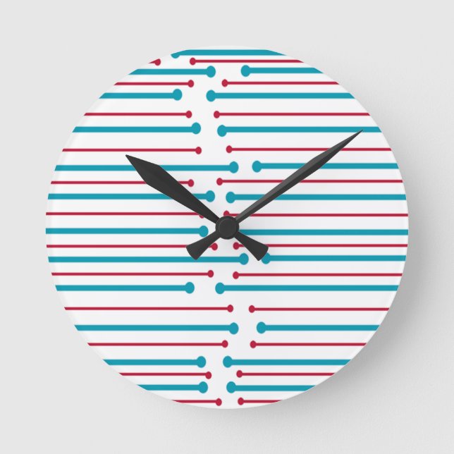 Mid-Century Modern Lines  Round Clock (Front)