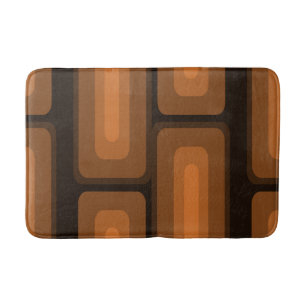 Mid Century Modern Long Rectangles Burnt Orange Bath Mat