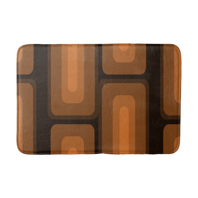 Mid Century Modern Long Rectangles Burnt Orange Bath Mat (Front)