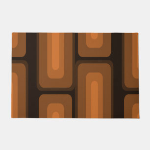 Mid Century Modern Long Rectangles Burnt Orange Doormat