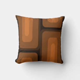 Mid Century Modern Long Rectangles Burnt Orange Throw Pillow