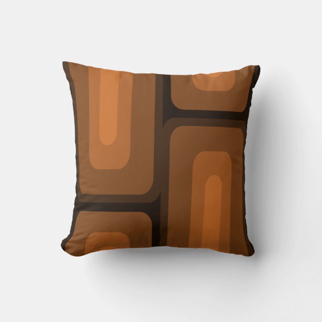 Mid Century Modern Long Rectangles Burnt Orange Throw Pillow (Front)