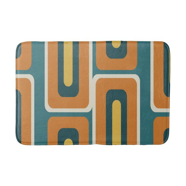 Mid Century Modern Long Rectangles Colourful 1 Bath Mat (Front)