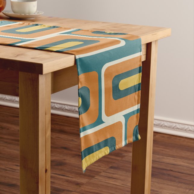 Mid Century Modern Long Rectangles Colourful 1 Short Table Runner (In Situ)
