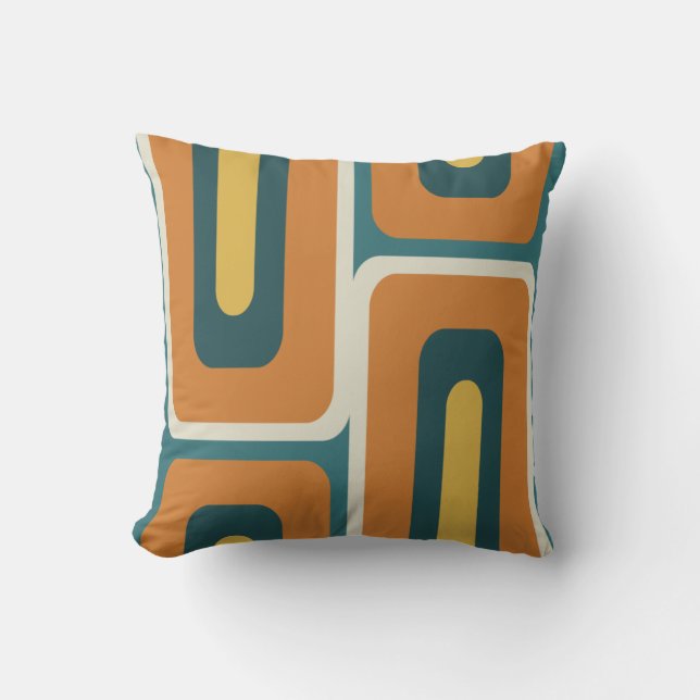Mid Century Modern Long Rectangles Colourful 1 Throw Pillow (Front)