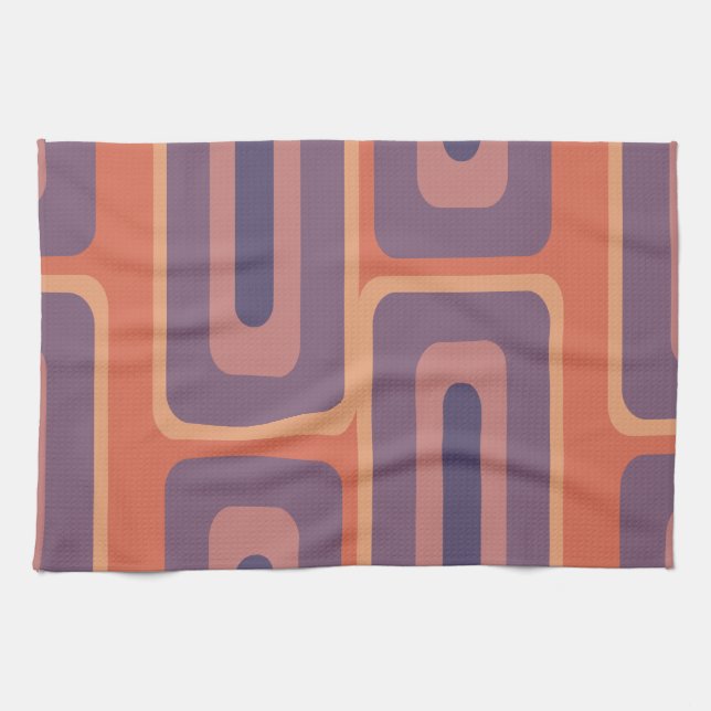 Mid Century Modern Long Rectangles Colourful 2 Kitchen Towel (Horizontal)