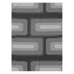 Mid Century Modern Long Rectangles Dark Grey Tablecloth