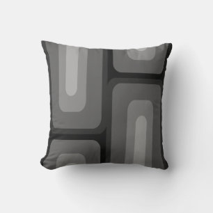 Mid Century Modern Long Rectangles Dark Grey Throw Pillow
