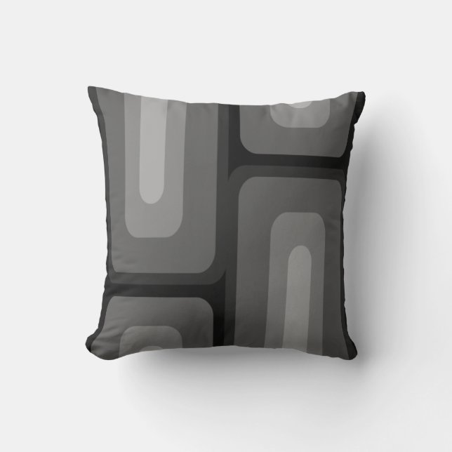 Mid Century Modern Long Rectangles Dark Grey Throw Pillow (Front)