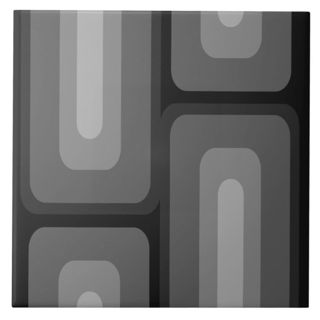 Mid Century Modern Long Rectangles Dark Grey Tile (Front)