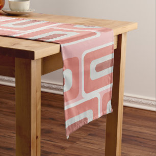 Mid Century Modern Long Rectangles Salmon Pink Short Table Runner