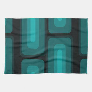 Mid Century Modern Long Rectangles Teal Kitchen Towel