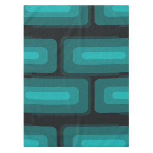 Mid Century Modern Long Rectangles Teal Tablecloth