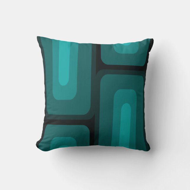 Mid Century Modern Long Rectangles Teal Throw Pillow (Front)