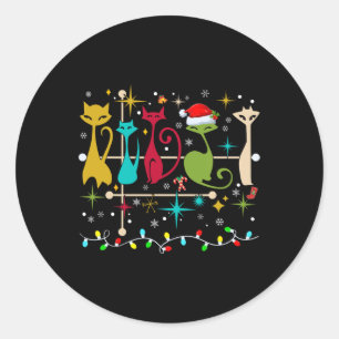 Mid Century Modern Look Cats Christmas Retro 50s 6 Classic Round Sticker