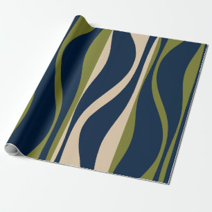 Mid Century Modern Lounge Striped Retro Ogee Wrapping Paper