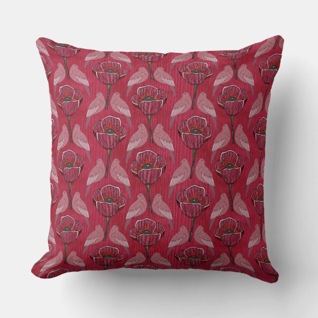 Mid-Century Modern Magenta Throw Pillow (Front)